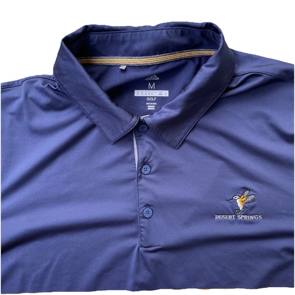 adidas Other - Men's Adidas Golf Polo Shirt M Blue Yellow Desert Springs Logo Performance